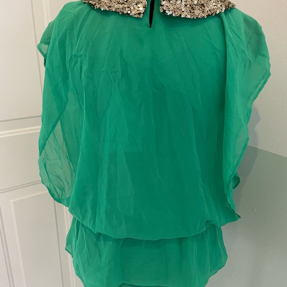 Vero Fashion green blouse with sequins size S - Picture 4 of 9